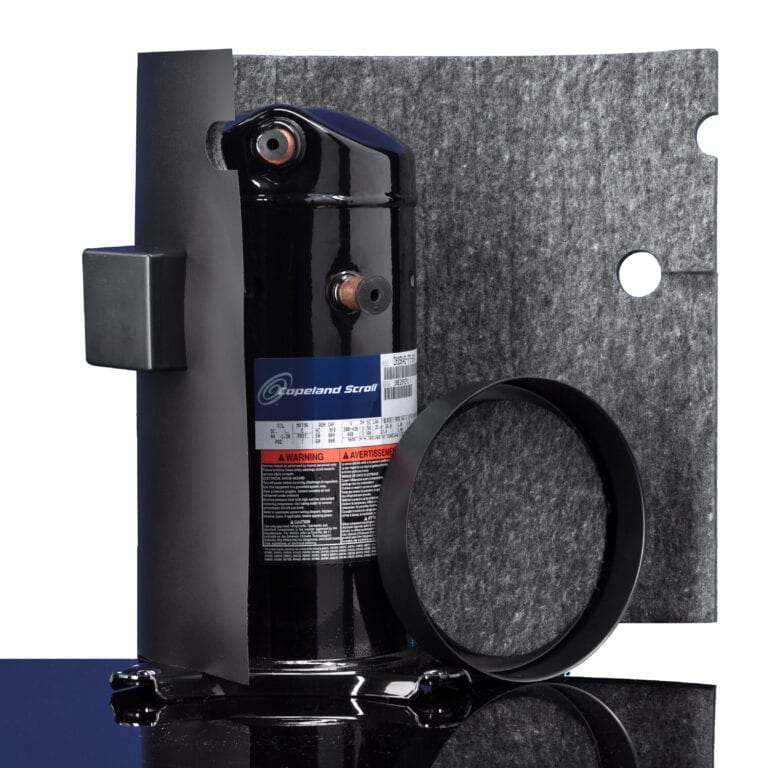 隔音包装应用于谷轮涡旋压缩机,以降低噪音并增强 HVAC 系统的隔音效果。