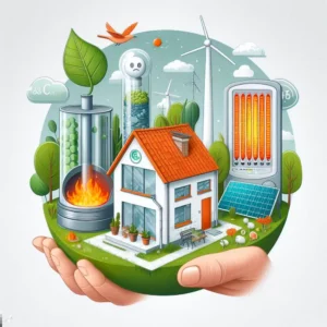 Eco-friendly home heating illlustration