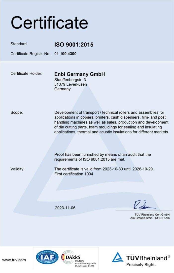 Enbi Germany ISO Certification